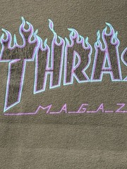 Thrasher Magazine Gray Flame Logo Graphic T Shirt Men’s Large Skate Tee