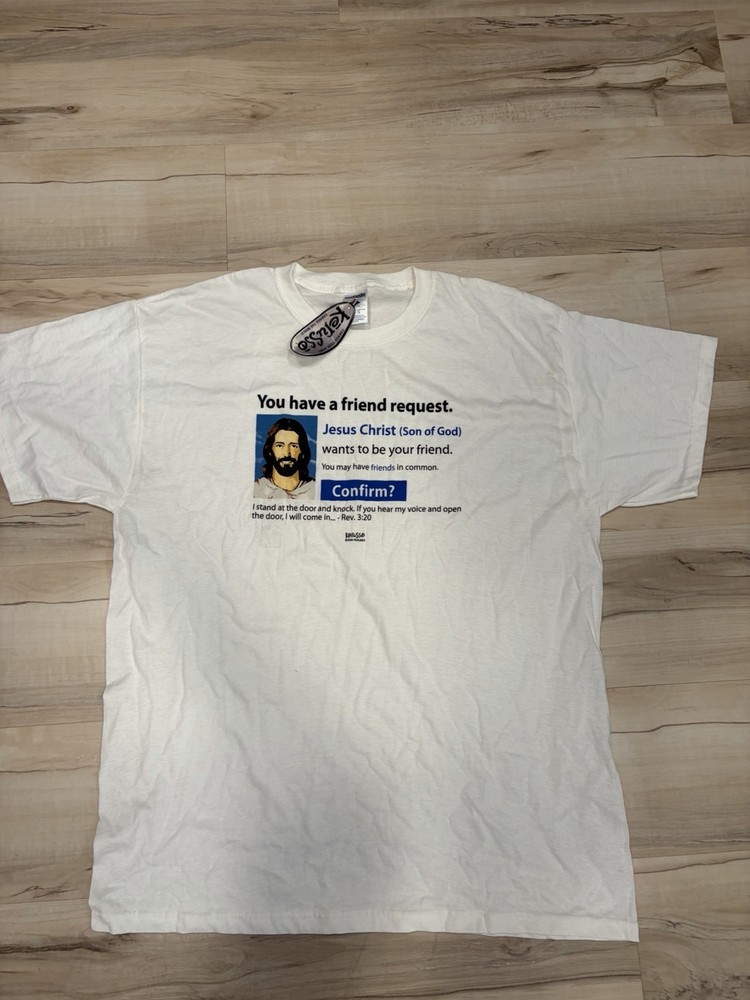 Sz XL – Vintage Y2K Jesus Tee – Facebook Friend Request Jesus Shirt – Kerusso