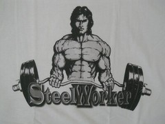 NEW STEEL WORKER : “DTG” PRINT On 100% COTTON WHITE T-SHIRT LARGE
