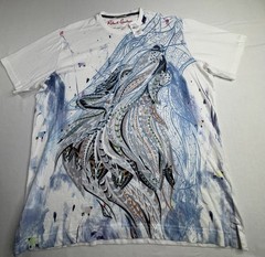 Robert Graham Men’s Wolf Graphic Crew Neck Short Sleeve T-Shirt White/Blue M