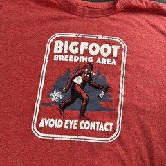 Bigfoot Breeding Area Funny Graphic Tee XL Heather Red Sasquatch Novelty
