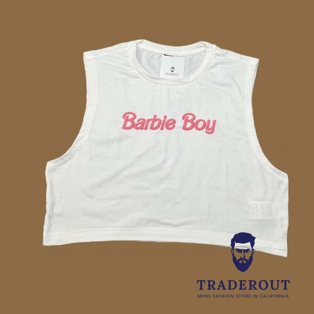 H.E.Arts 3D Puff Barbie boy custom print men white crop sleevelss tank top S M L