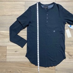 PacSun On the Byas Shirt Mens Long Sleeve Henley Shirt Size Small Longer Length