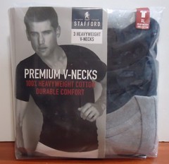 Stafford 3-Pack Men’s Heavy Weight 100% Cotton V-Neck T-Shirt Black-Grey