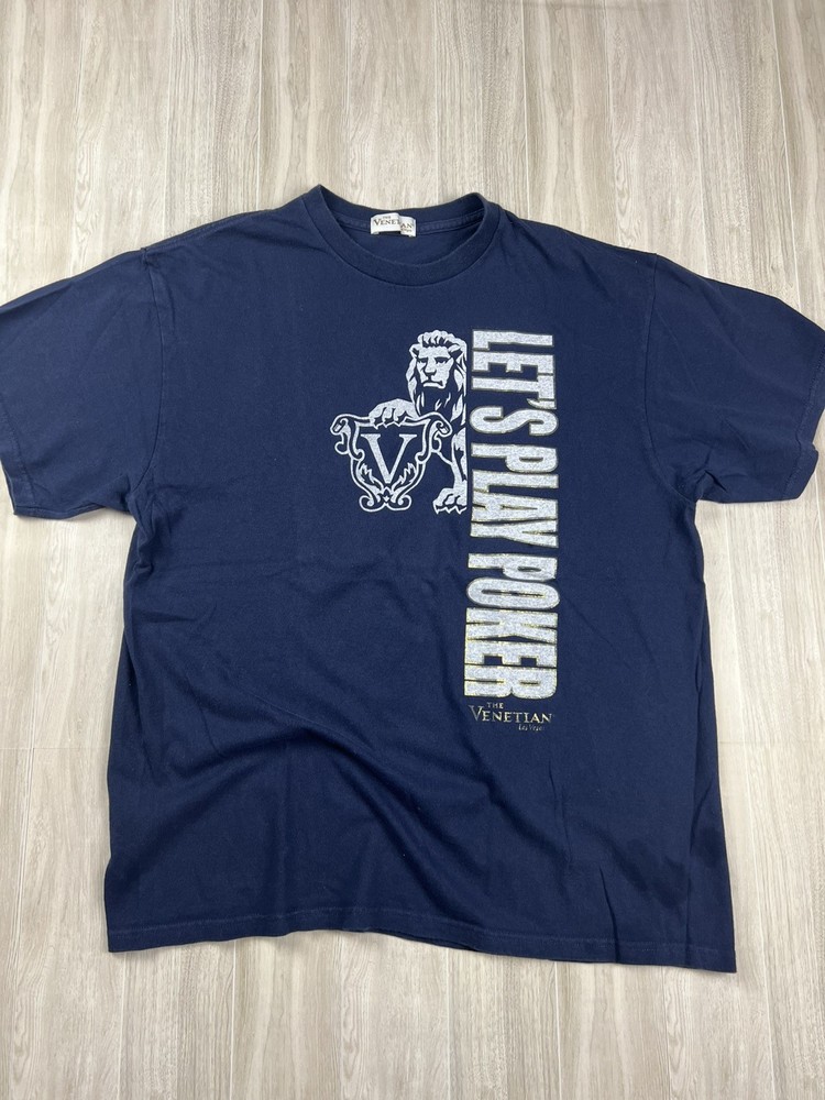 The Venetian Shirt Mens L Blue Las Vegas Casino Resort Logo Tee Made USA Cotton