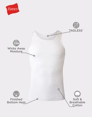 Hanes Men’s TAGLESS ComfortSoft White A-Shirt 6-Pack Shirts Tank FreshIQ Value
