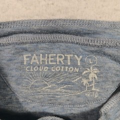 Faherty Shirt Mens Large Blue Cloud Cotton Henley Long Sleeve Soft Stretch Tee