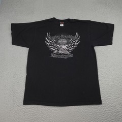 Harley-Davidson Shirt Mens XL Black Eagle Double Sided Made in USA Shanghai