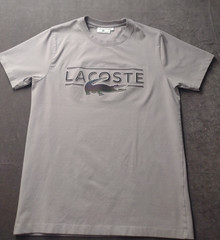 Lacoste Men’s Large Gray Logo Front Stretch Short Sleeve Pullover Stretch Tee