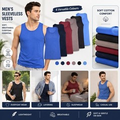 6 PACK MENS VESTS CLASSIC SPORTS 100% COTTON TANK SUMMER TRAINING GYM TOPS S-5XL