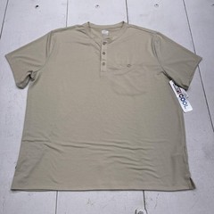 32 Degrees Cool Shirt Mens XL Beige Oat Straw Henley Pocket Tee Tagless Stretch