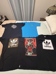Lot of five various skate shirts, size Large, see picture for brands.