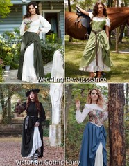 Maxi Long Renaissance Skirts for Women Double Layered Ren Faire Costume