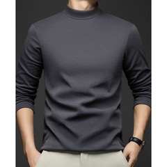 Half Turtleneck Mens Sweater Warm Knit Top Casual Pullover Solid Color Winter