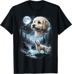 Funny Maltipoo Howling to the Moon Retro 90_s Doodle Dog Unisex Gift T-Shirt