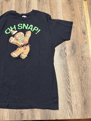 Holiday Time Shirt, Men’s Size Large, Black, Ginger Bread Man Oh Snap