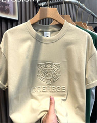 New Men Fashion Trend Tiger Embroidery Summer Short Sleeve Luxury Cotton T-Shirt