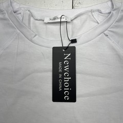 Newchoice Shirt Mens Medium White Raglan Curved Hem Short Sleeve Stretch Tee