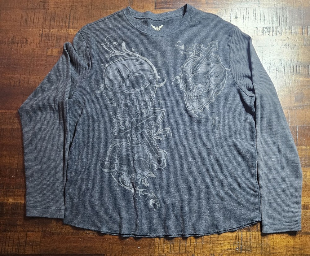 Faded Glory XL/XG (46-48) Black Long Sleeve Skull