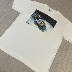 Vtg Canoe Shirt Graphic Tee Rowing Nature Art River Outdoors Sports Global Water