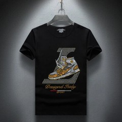New Fashion Trendy Rhinestones Summer Short Sleeve Luxury Men Streetwear T-Shirt