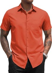 Men’s Short Sleeve Button Down Dress Shirt Business Casual Regular Fit
