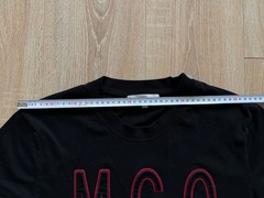 MCQ Alexander McQueen Men’s Black Flocked Logo Graphic T-Shirt Red Outline Sz L