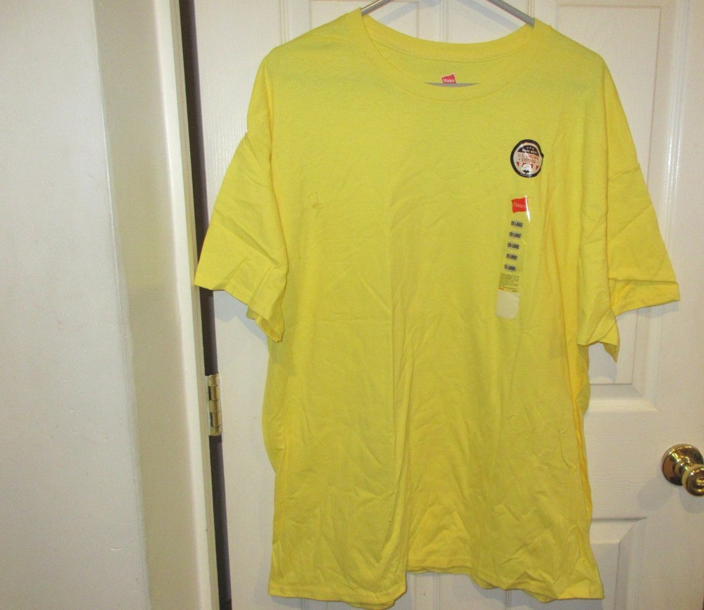 Mens HANES~Essentials YELLOW T-shirt~size 2XL~NWT Shirt Crew Neck COTTON