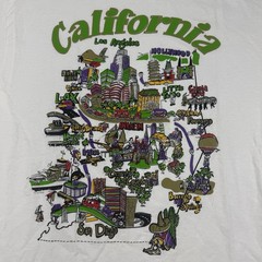 Vintage California Los Angeles Map Graphic T-Shirt Delta Pro Weight L
