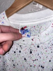 90s Vintage Jerzees Combed Cotton White Speckled Multicolor Splatter Shirt VTG b