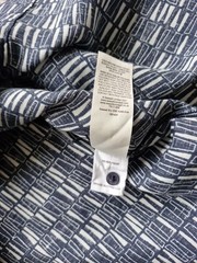 Seasalt Men’s Shirt Medium Blue Heron Short Sleeve Linen Collage Lines “Inkwell”