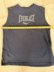 Vintage Everlast Muscle Shirt—Embroidered Logos—Faded Black Men’s Size Large
