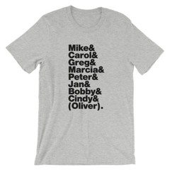Brady Bunch T-Shirt. Yellow, Black, White, Gray or Red Soft Cotton TV Show Tee.