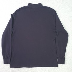 Lands’ End Shirt Mens Large Navy Blue Mock Neck Long Sleeve Cotton Basic T Shirt