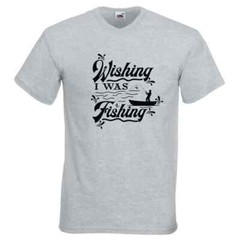 Fishing Wishing I Was Fishing Humour Novelty T Shirt Various Colours And Sizes
