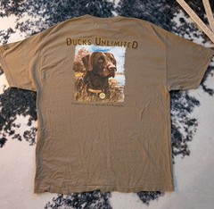 Artisans Ducks Unlimited Brown Dog Sportsman’s Warehouse 90s Cotton Tee 2XL Vtg