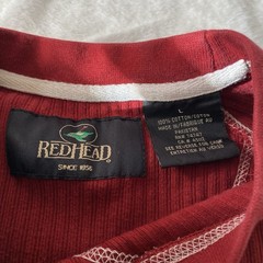 Red Head Thermal Henley Waffle Knit Long Sleeve Sz Deep Red