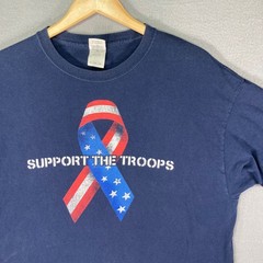 Support The Troops T-Shirt Men’s XL Blue Patriotic American Flag USA Tee