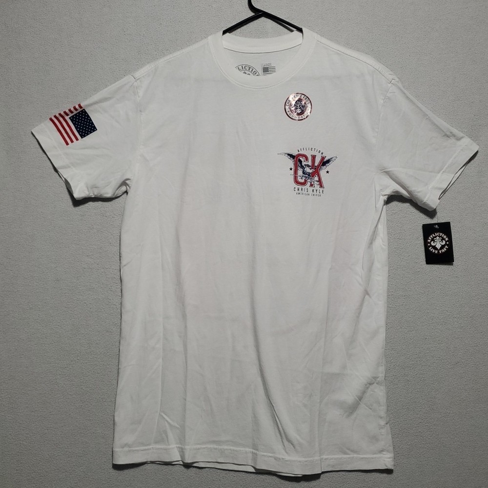 Affliction Shirt Mens Large Chris Kyle Tee Biker American Sniper Frog USA Dad