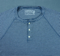 Faherty Cloud Cotton Henley Shirt Men Large Striped Blue Pima Cotton Long Sleeve