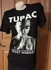 2PAC Black Graphic Tee Round Neck Short Sleeves Rap HipHop Size S(34-36)