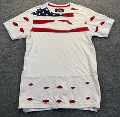 Heritage America Men’s Size Large USA Flag Distressed Longline Tee Zip Sides