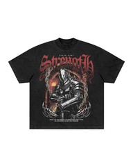 Knight Strength Graphic T Shirt Gothic Warrior Vintage Streetwear Tee Unisex