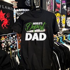 World’s Dopest Dad T-Shirt Funny Retro Green Text Father’s Day Novelty Men Tee