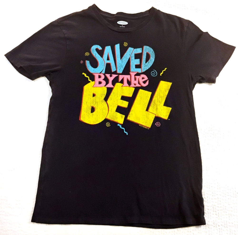 🔵 Old Navy “Saved By The Bell” Throwback Navy Blue Tee T-Shirt Adult Size S