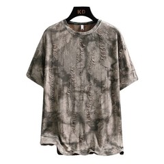 Men Luxury Fashion Trend Distressed Ripped Hole Casual Summer Streetwear T-Shirt
