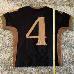 4ngels Four Angels Denim V Neck T-Shirt Streetwear Handmade Large Brown & Black
