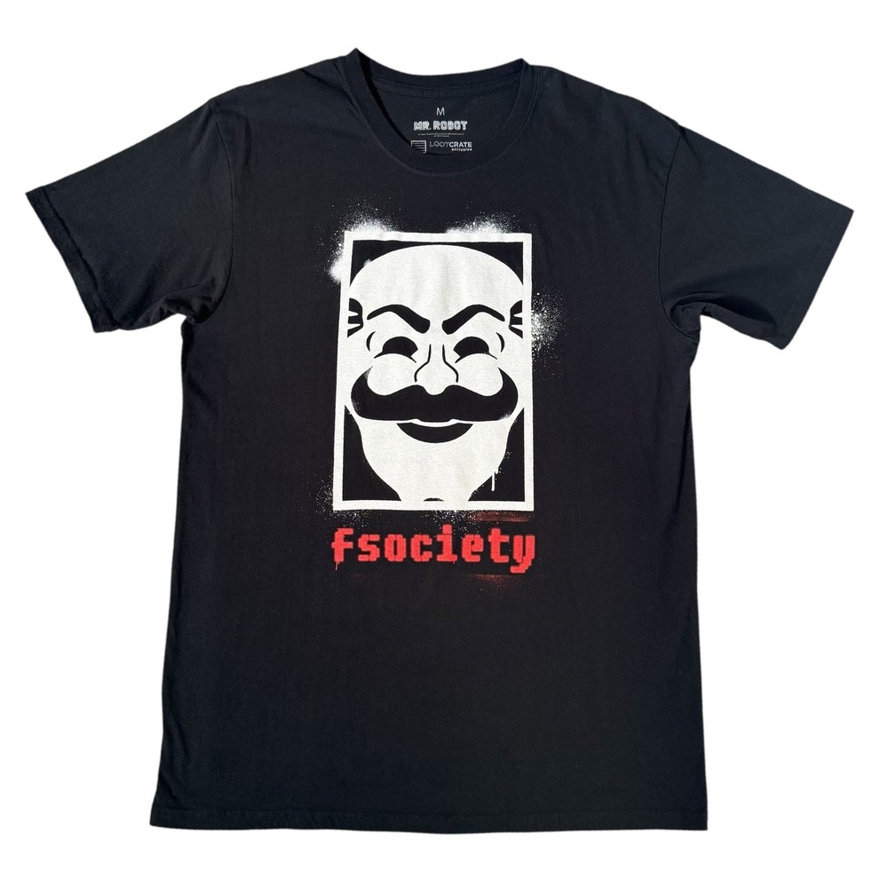 Mr. Robot FSociety Medium Black Loot Crate Exclusive Graphic Tee Men’s T-Shirt
