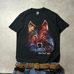 Y2K Great Wolf Lodge Neon Wolf Cyber Tee Black Cotton Men’s Used