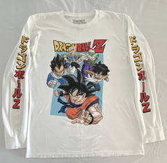 Dragon Ball Z White Long Sleeve Graphic Print Crew Neck T-Shirt Size M